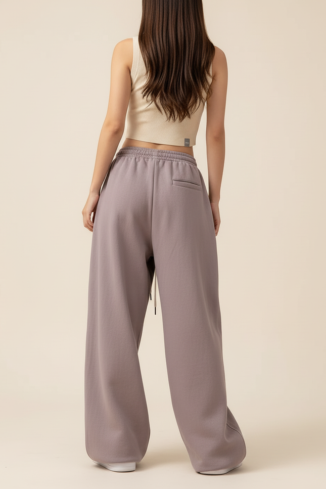 Pantalon Baggy Violet Imprimé Ample Cordon Streetwear - Molleton - vue 2