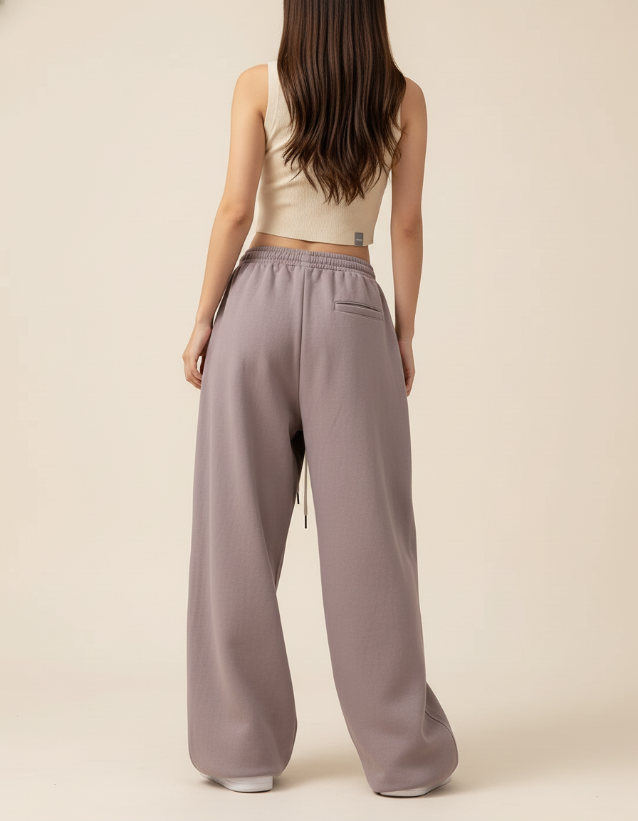 Pantalon Baggy Violet Imprimé Ample Cordon Streetwear - Molleton - vue 2