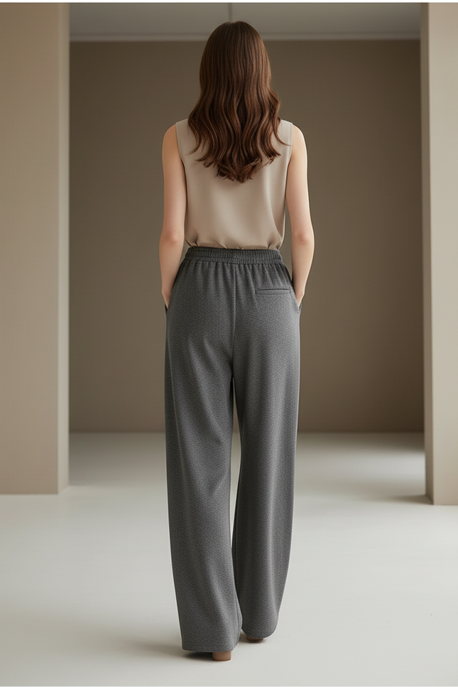 Pantalon Baggy Gris Velours Ample Décontracté Fluide - Molleton - vue 2