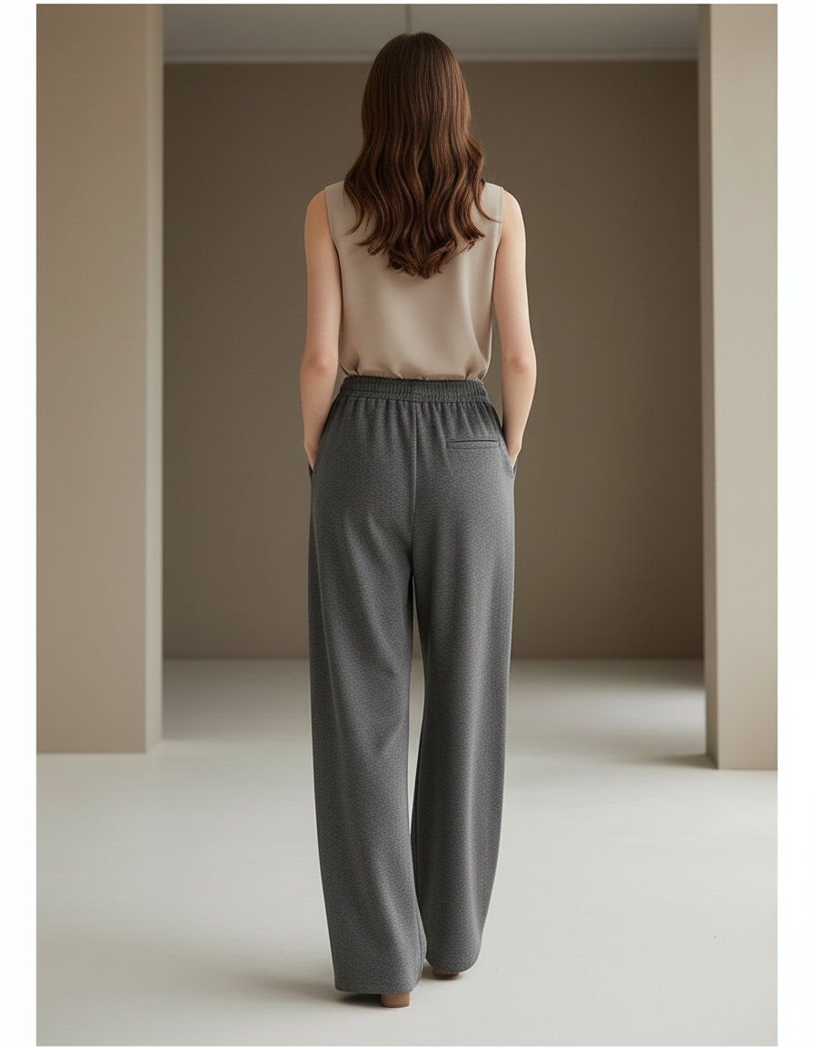 Pantalon Baggy Gris Velours Ample Décontracté Fluide - Molleton - vue 2