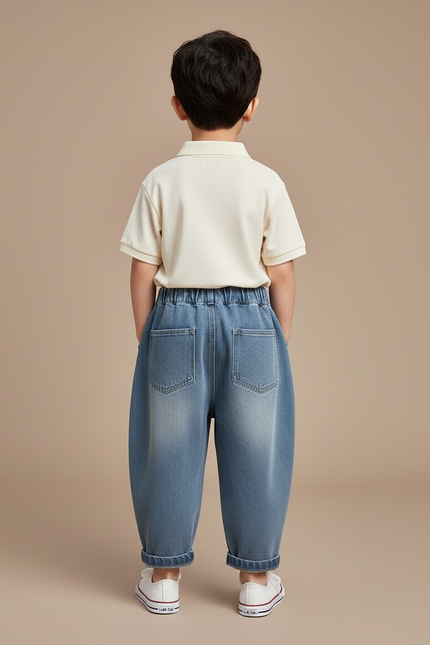 Pantalon Baggy Garçon Bleu Taille Élastique Denim - Jean - vue 2