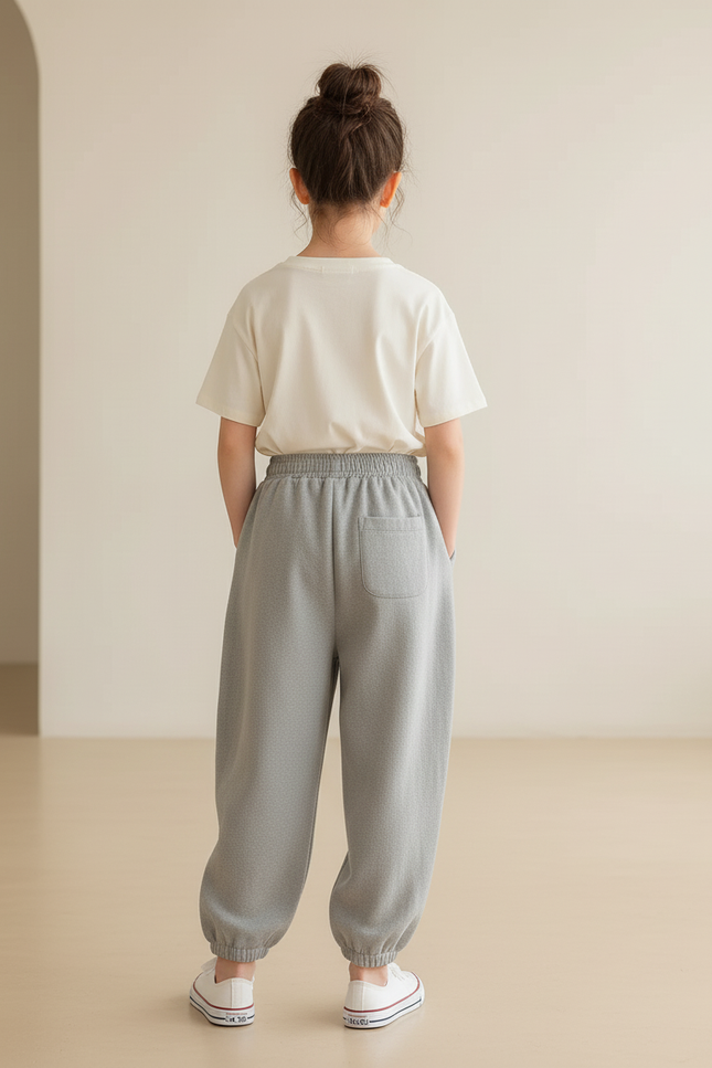 Pantalon Baggy Gris Ample Molleton Enfant Confortable - vue 2