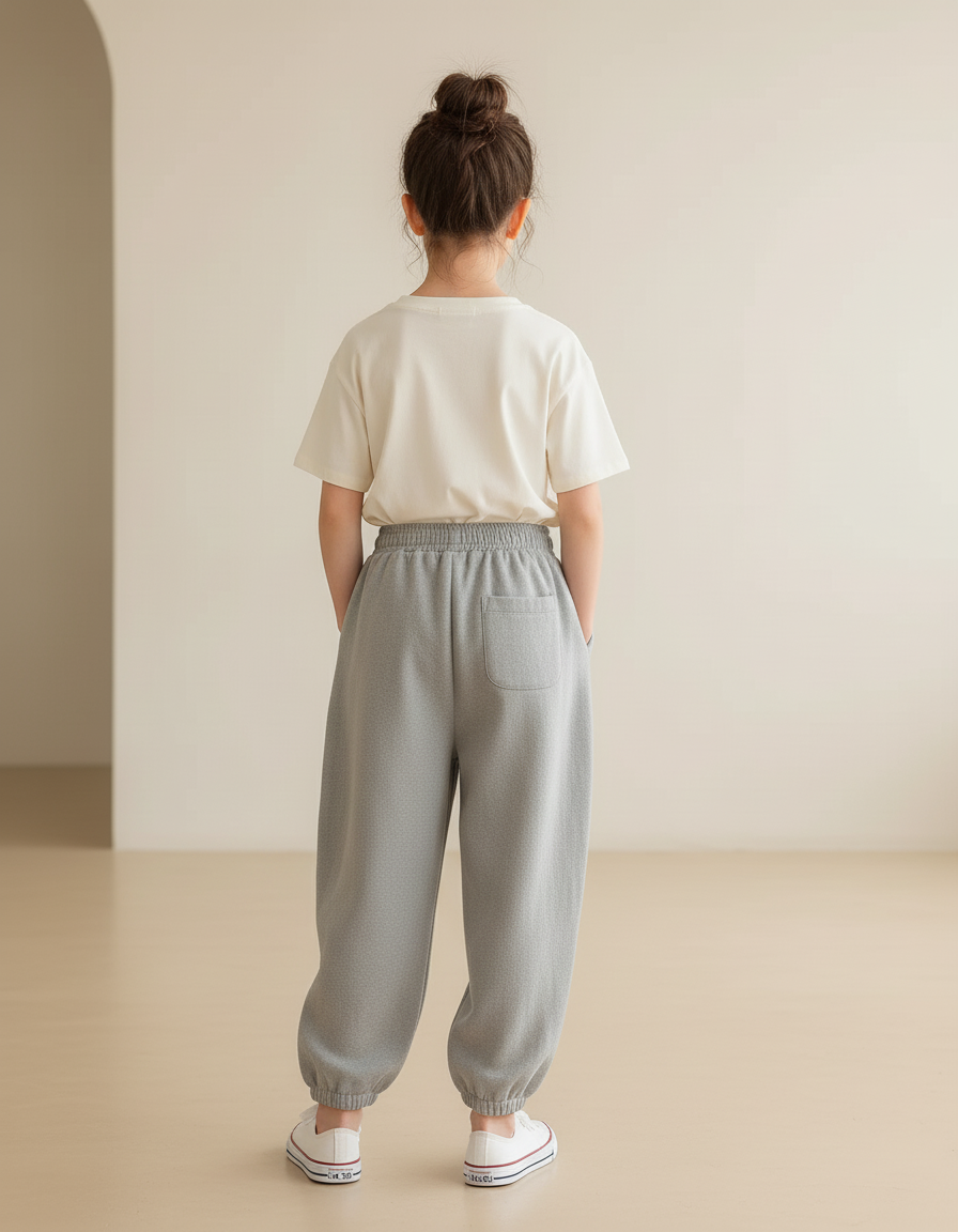 Pantalon Baggy Gris Ample Molleton Enfant Confortable - vue 2
