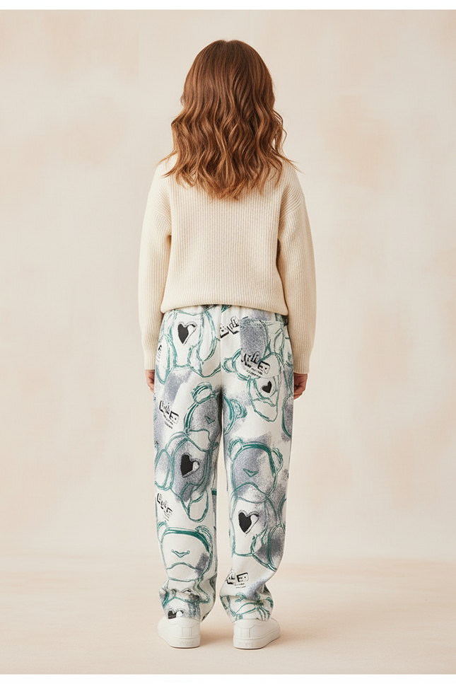 Pantalon Baggy Blanc Imprimé Ours Décontracté Ample - Molleton - vue 2