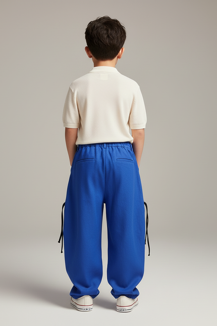 Pantalon Baggy Bleu Royal Ample Enfant Coton - Molleton - vue 2