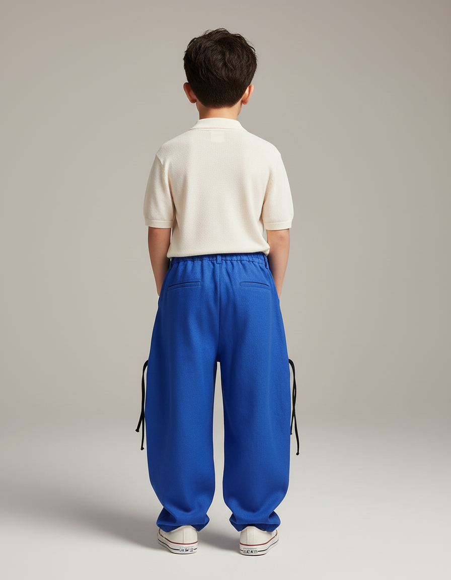 Pantalon Baggy Bleu Royal Ample Enfant Coton - Molleton - vue 2