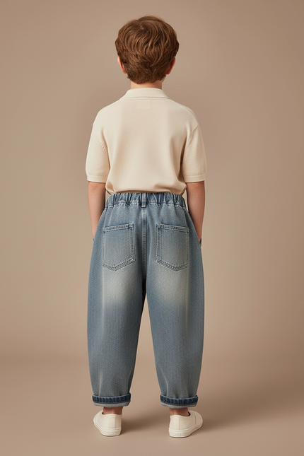 Pantalon Baggy Jean Bleu Ample Décontracté Garçon - vue 2