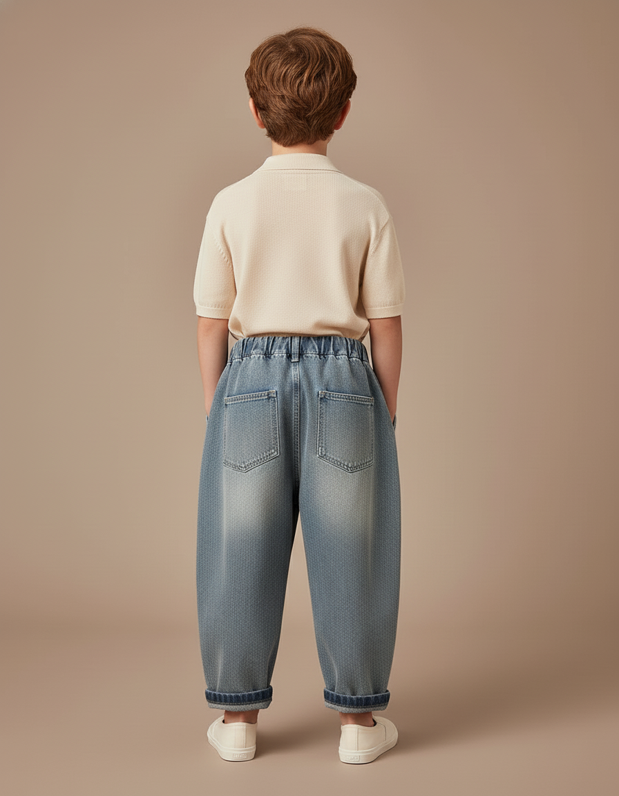 Pantalon Baggy Jean Bleu Ample Décontracté Garçon - vue 2