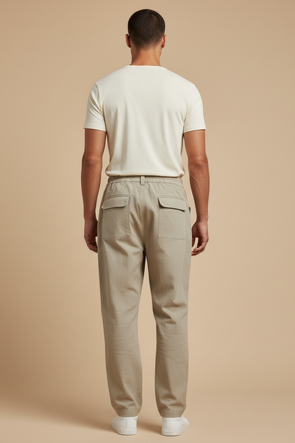 Pantalon Baggy Cargo Beige Décontracté Ample Coton - vue 2