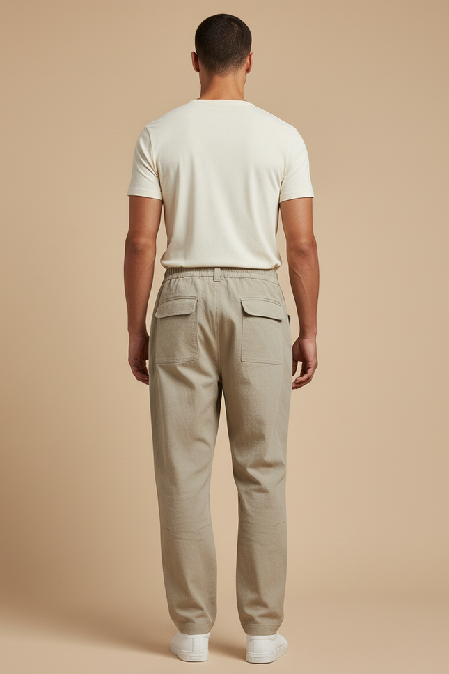 Pantalon Baggy Cargo Beige Décontracté Ample Coton - vue 2