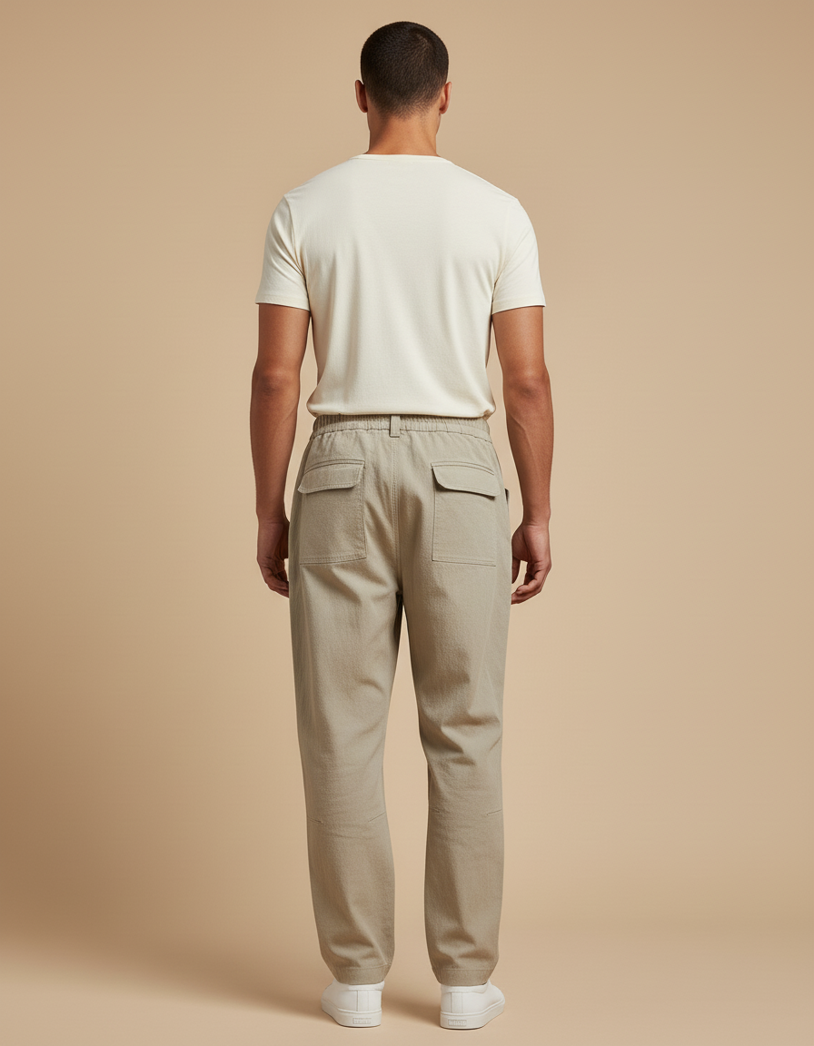 Pantalon Baggy Cargo Beige Décontracté Ample Coton - vue 2