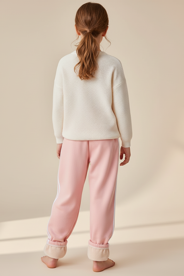 Pantalon Baggy Rose Doublé Rayures Blanches Enfant - Molleton - vue 2