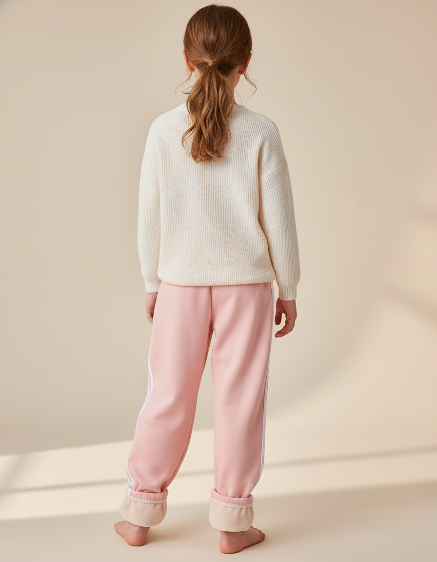 Pantalon Baggy Rose Doublé Rayures Blanches Enfant - Molleton - vue 2