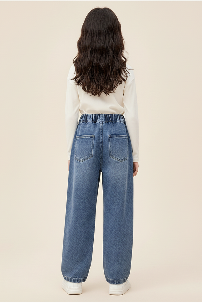 Pantalon Baggy Denim Bleu Étoiles Ample Enfant - Jean - vue 2