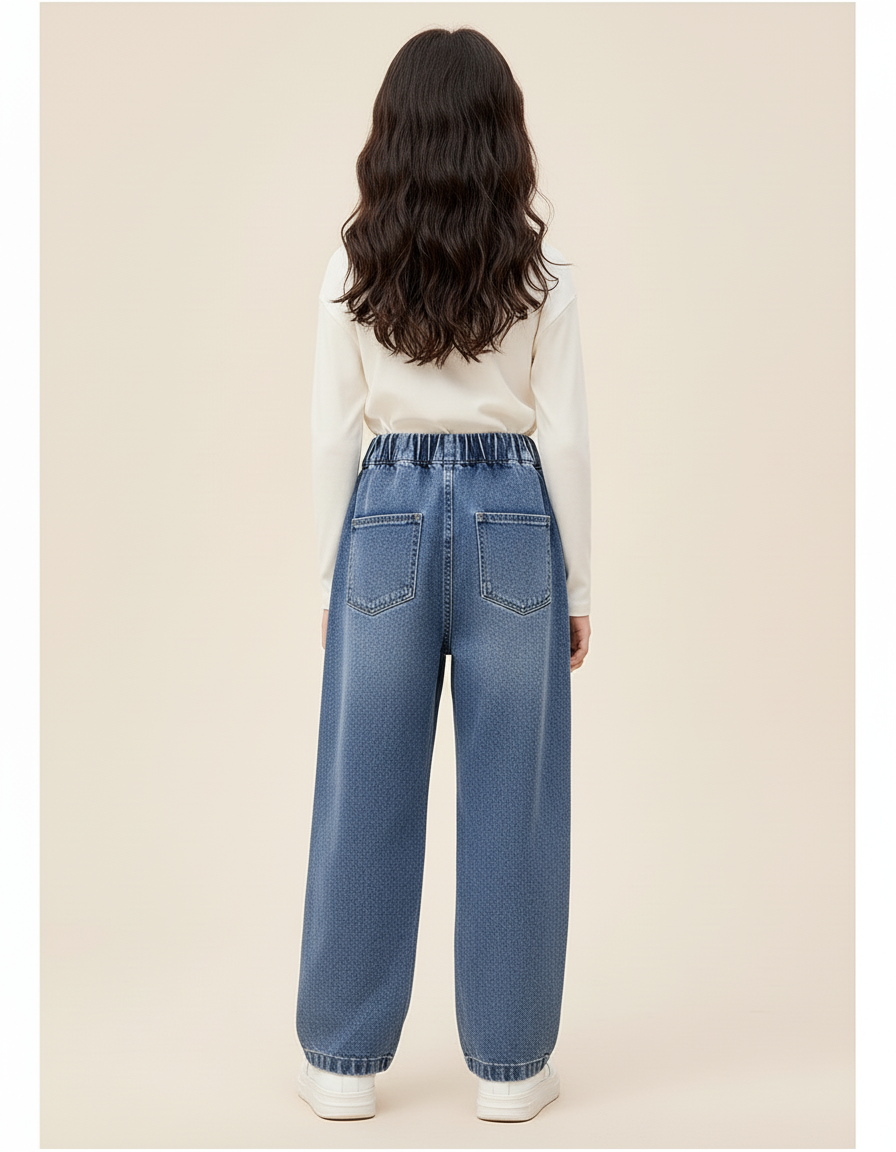 Pantalon Baggy Denim Bleu Étoiles Ample Enfant - Jean - vue 2