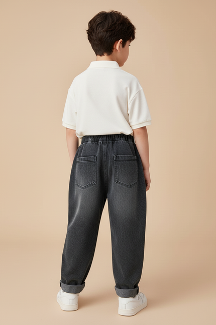 Pantalon Baggy Denim Gris Ample Garçon - Jean - vue 2