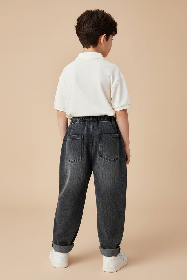 Pantalon Baggy Denim Gris Ample Garçon - Jean - vue 2