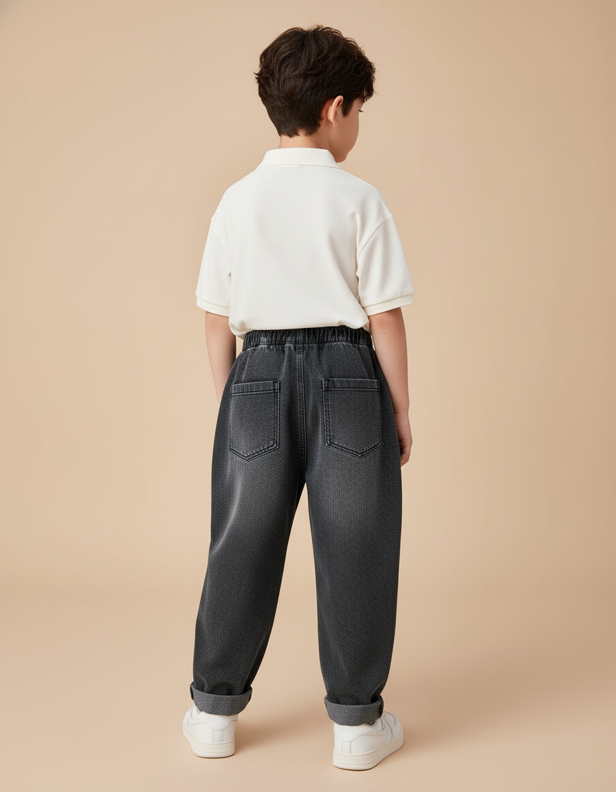 Pantalon Baggy Denim Gris Ample Garçon - Jean - vue 2