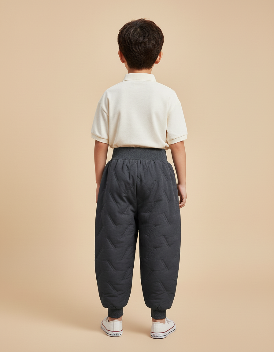 Pantalon Baggy Gris Matelassé Hiver Enfant Décontracté - Polyester - vue 2