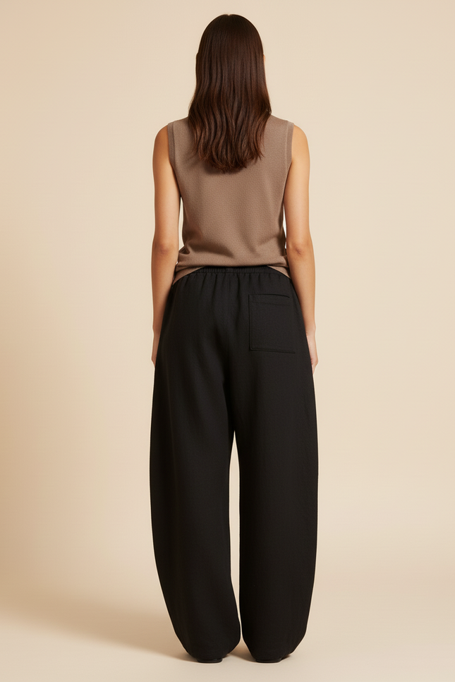Pantalon Baggy Noir Ample Étoiles Dorées Cordon Femme - Molleton - vue 2