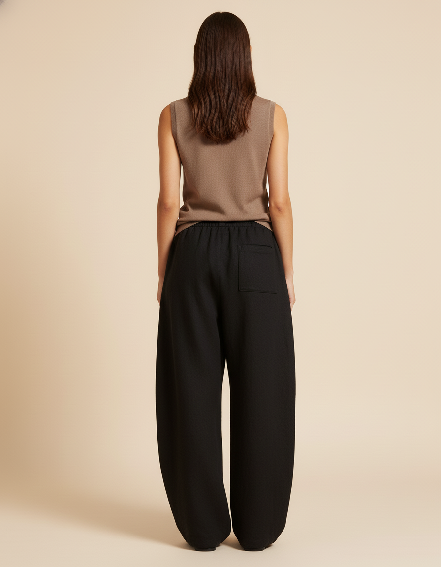 Pantalon Baggy Noir Ample Étoiles Dorées Cordon Femme - Molleton - vue 2