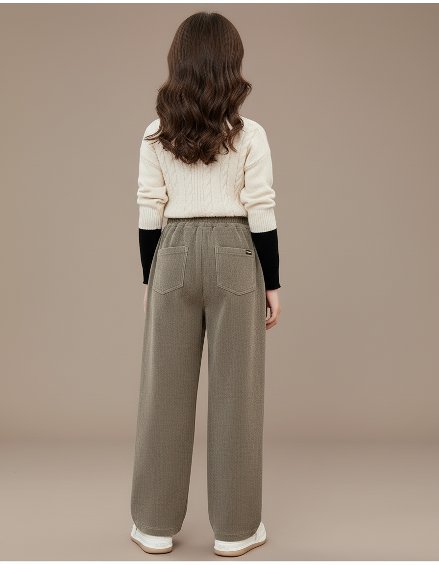 Pantalon Baggy Vert Côtelé Chaud Décontracté Enfant - Kaki Cordé - vue 2