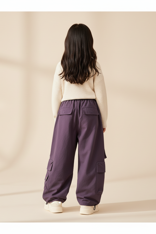 Pantalon Baggy Violet Ample Cargo Enfant Hip-Hop - Polyester - vue 2