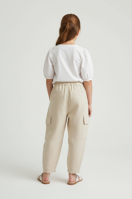 Pantalon Baggy Beige Cargo Coton Ample Enfant - vue 2
