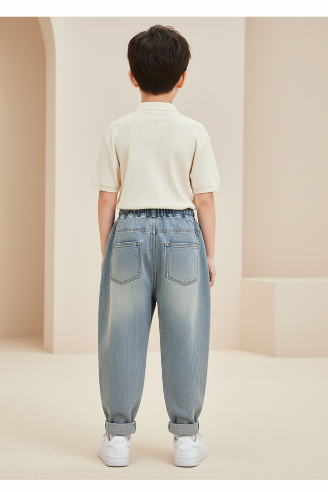 Pantalon Baggy Jean Clair Ample Décontracté Garçon - Bleu - vue 2