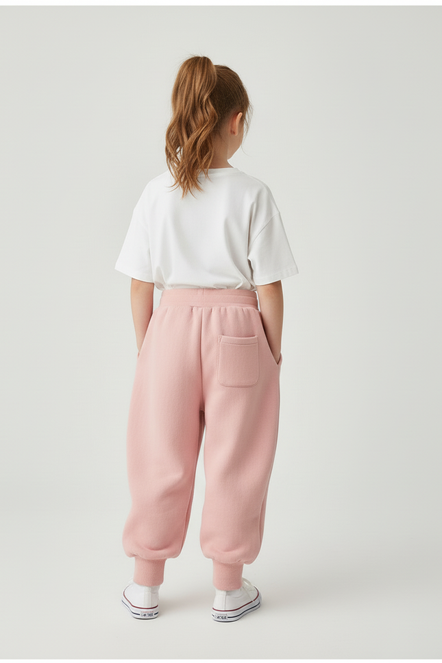Pantalon Baggy Rose Velours Ample Enfant Hiver - Molleton - vue 2