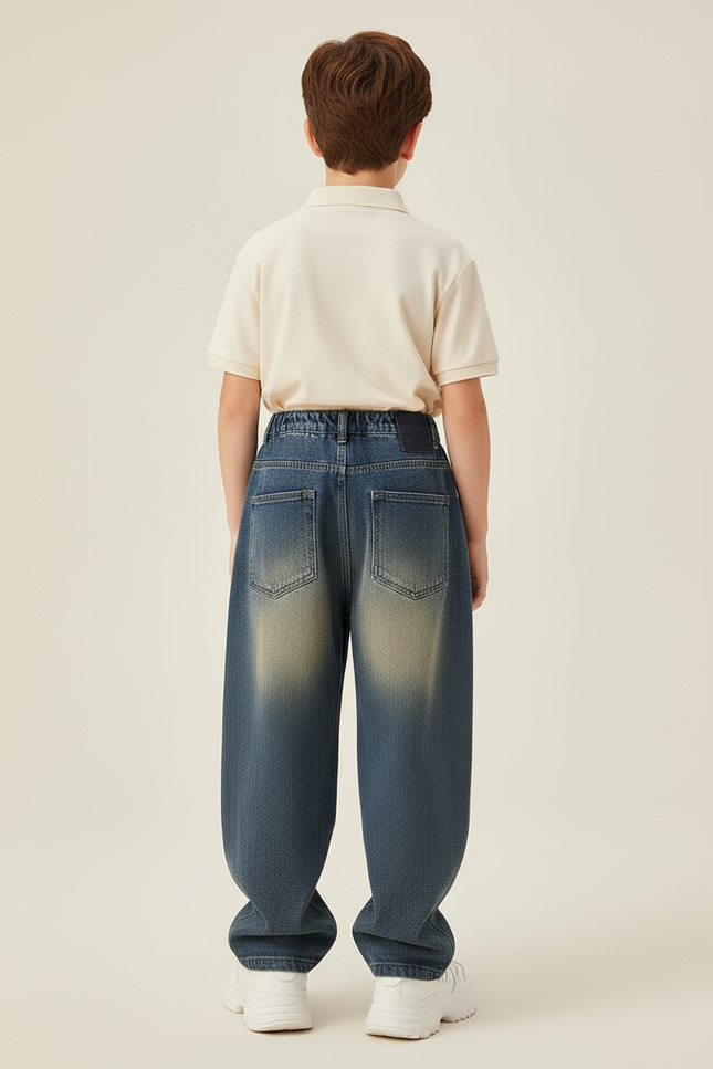 Pantalon Baggy Jean Dégradé Ample Garçon Décontracté - Bleu - vue 2