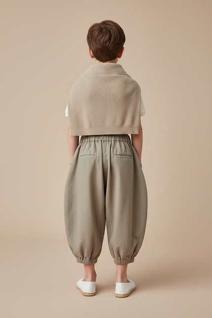 Pantalon Baggy Kaki Ample Coton Élastique Enfant - vue 2