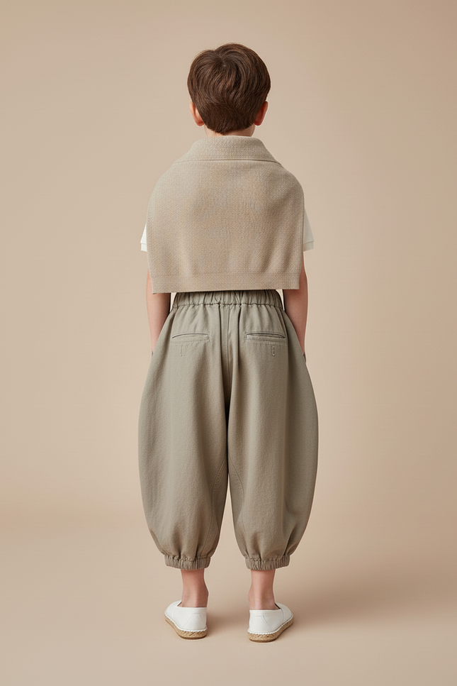 Pantalon Baggy Kaki Ample Coton Élastique Enfant - vue 2