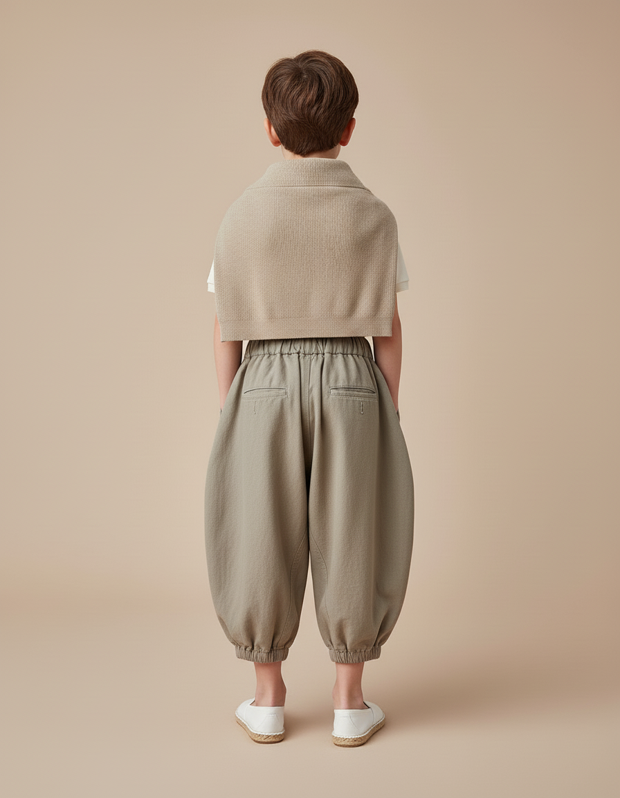 Pantalon Baggy Kaki Ample Coton Élastique Enfant - vue 2