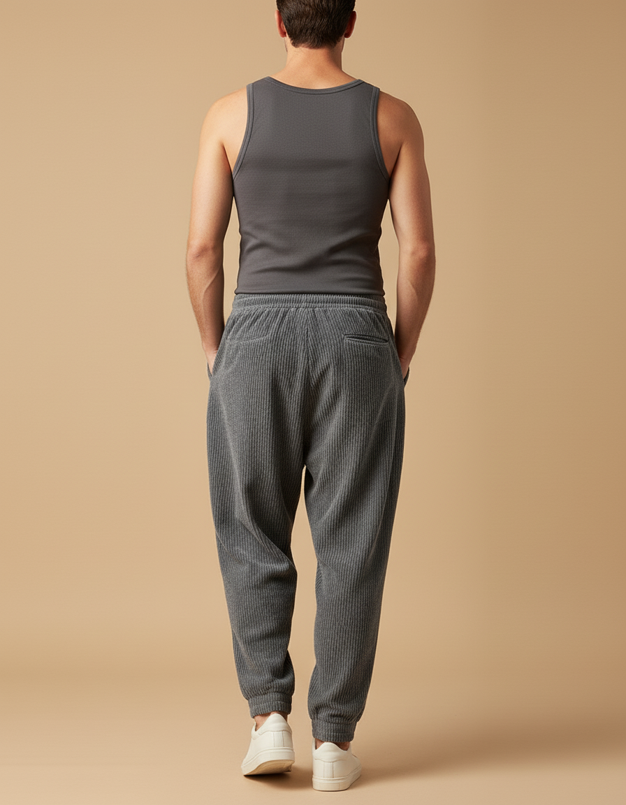Pantalon Velours Baggy Homme - Gris Cordé - vue 2
