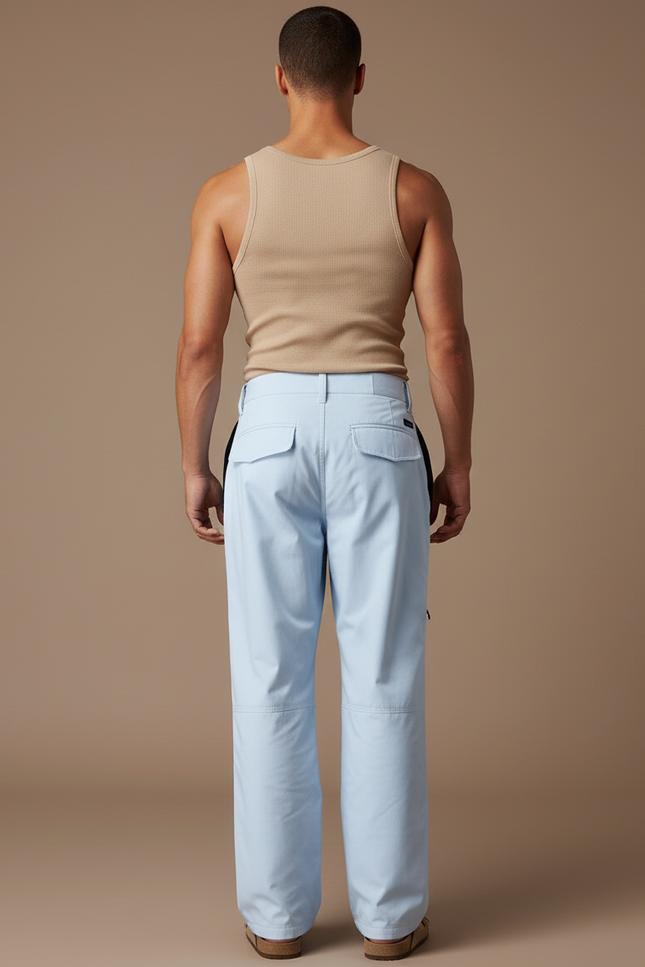 Pantalon Baggy Bleu Clair Bretelles Imperméable Ski - Polyester - vue 2