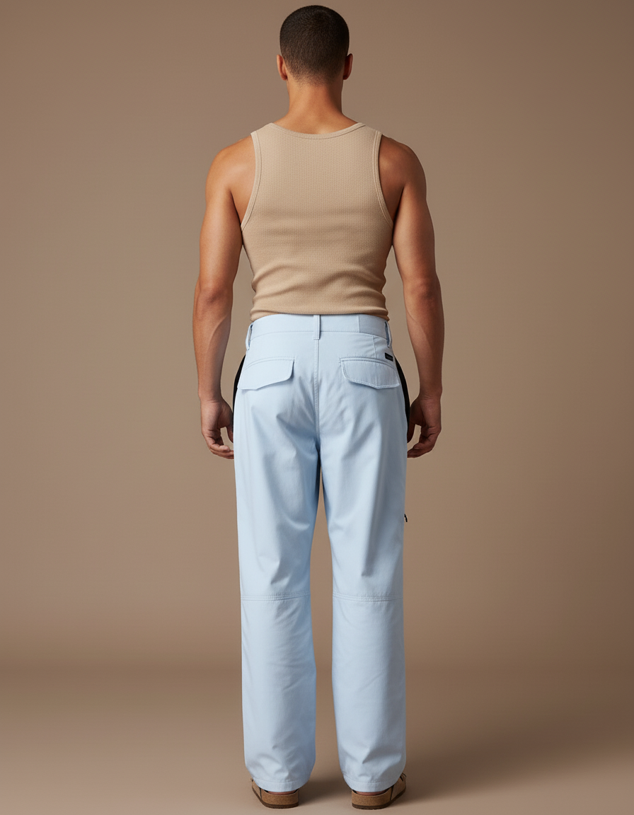 Pantalon Baggy Bleu Clair Bretelles Imperméable Ski - Polyester - vue 2