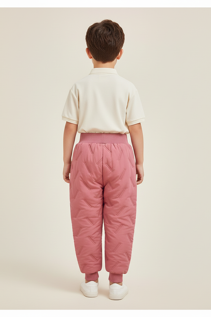 Pantalon Baggy Rose Matelassé Chaud Hiver Enfant - Polyester - vue 2