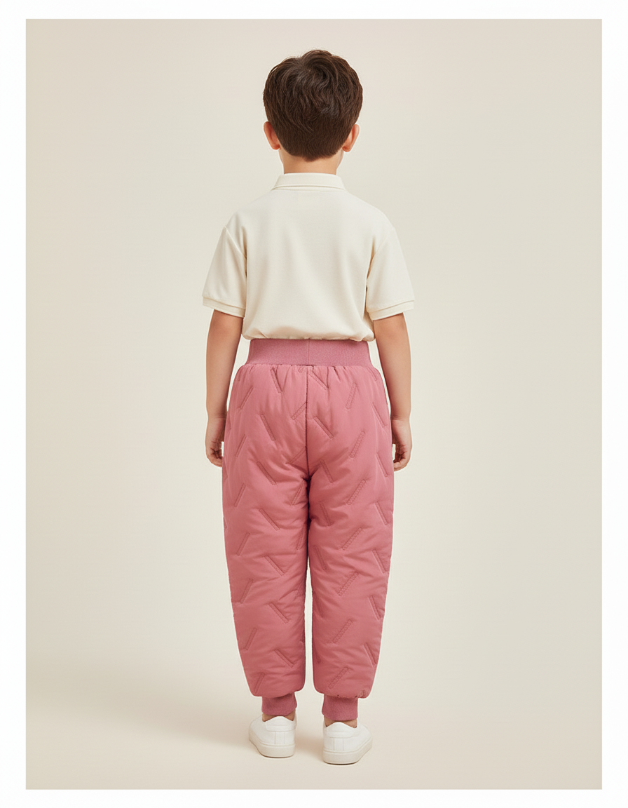 Pantalon Baggy Rose Matelassé Chaud Hiver Enfant - Polyester - vue 2