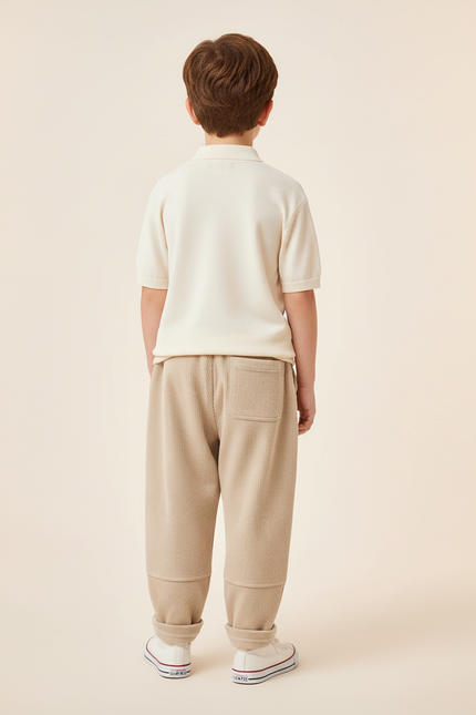 Pantalon Baggy Beige Côtelé Ample Coton Enfant - Cordé - vue 2