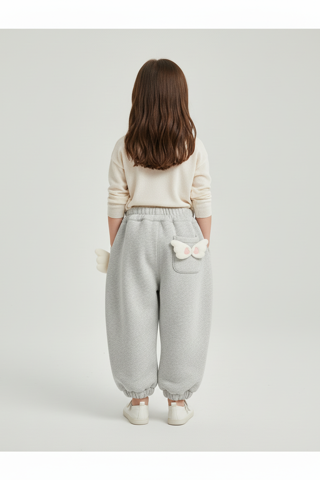Pantalon Baggy Gris Molleton Ample Hiver Enfant - vue 2