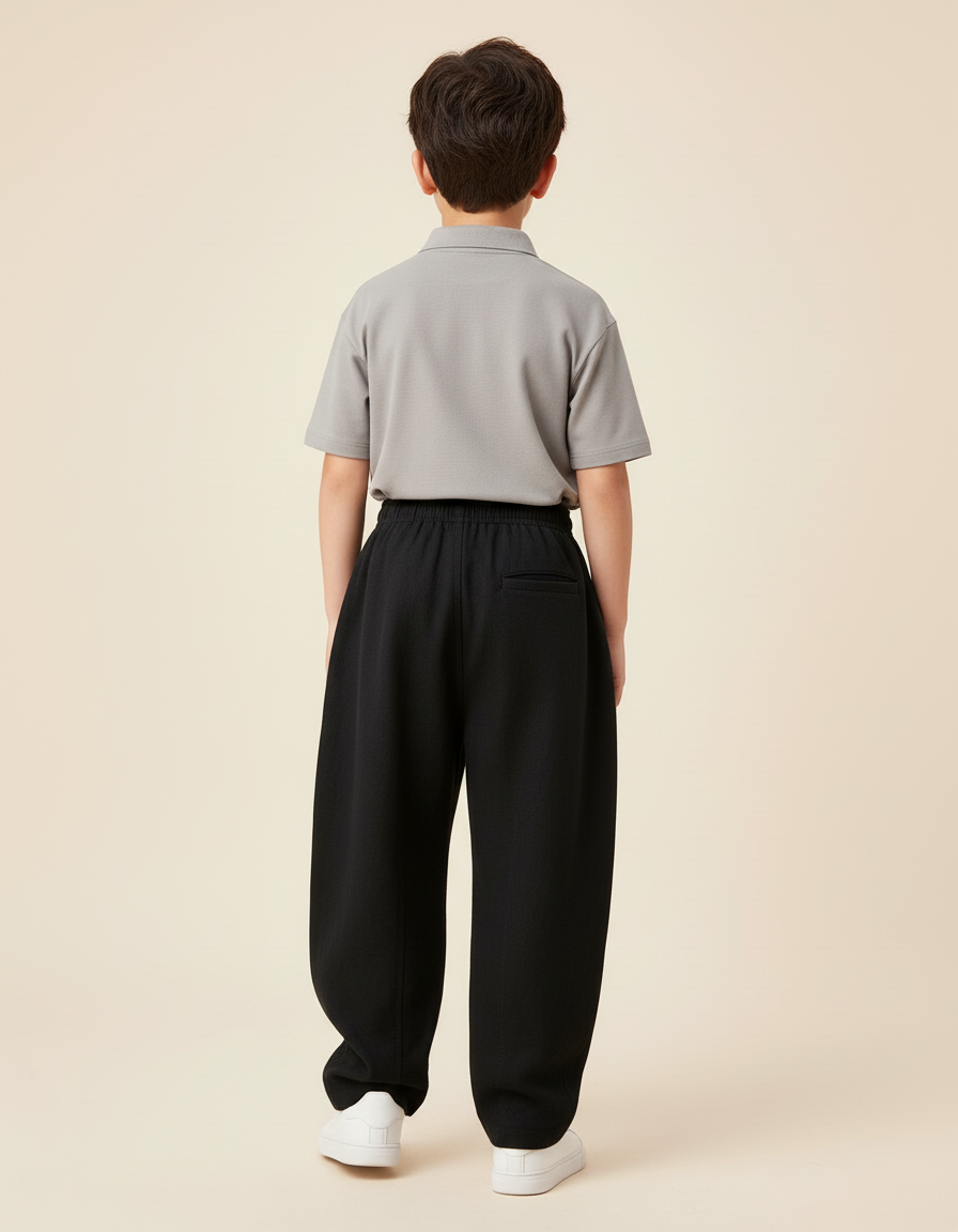 Pantalon Baggy Noir Ample Confortable Coton Garçon Sport - vue 2