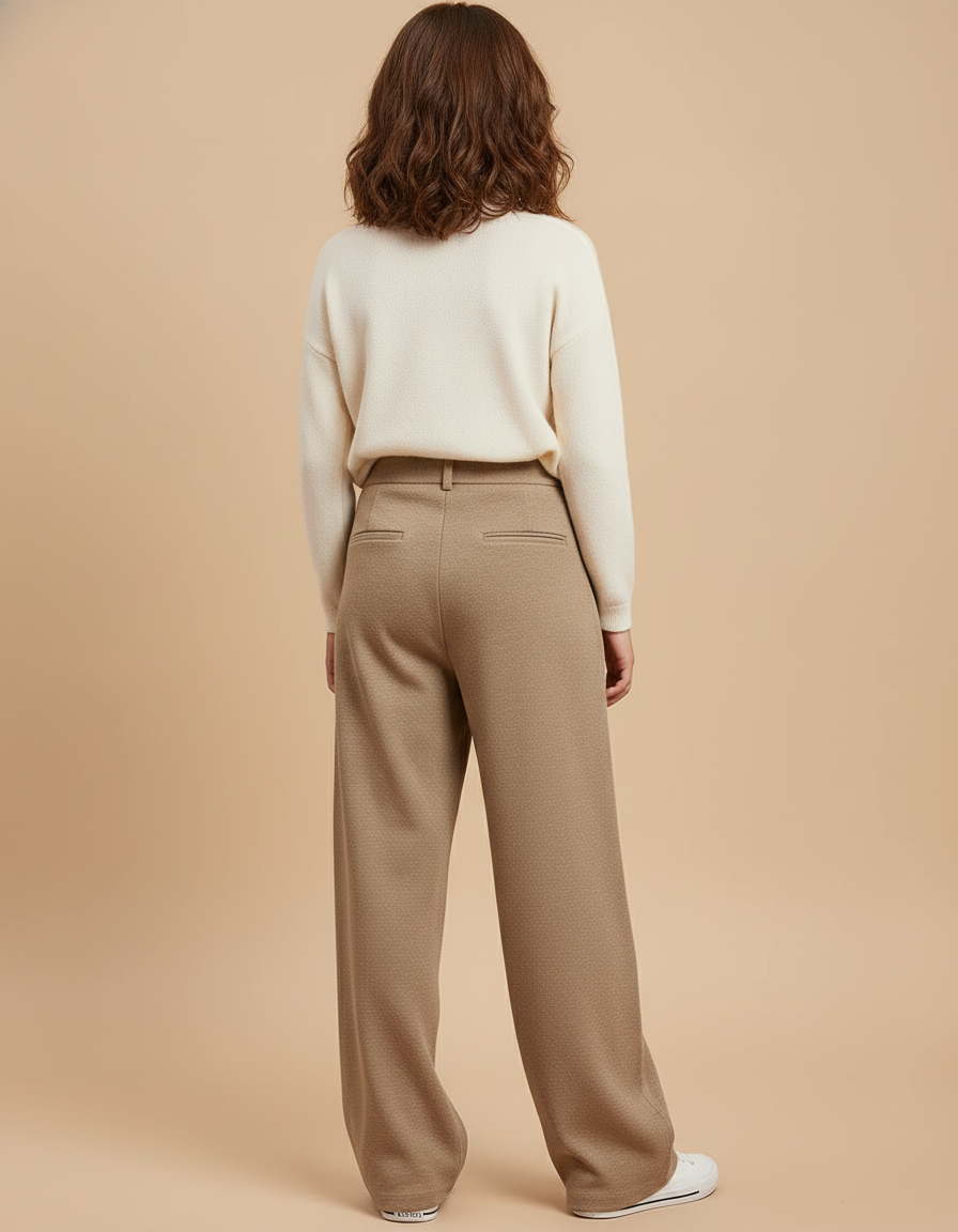 Pantalon Baggy Beige Plissé Ample Décontracté Fille - Maille - vue 2