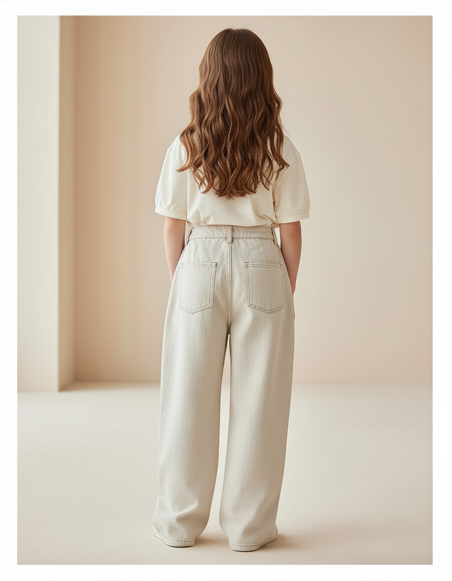 Pantalon Baggy Beige Ample Décontracté Coton - Jean - vue 2