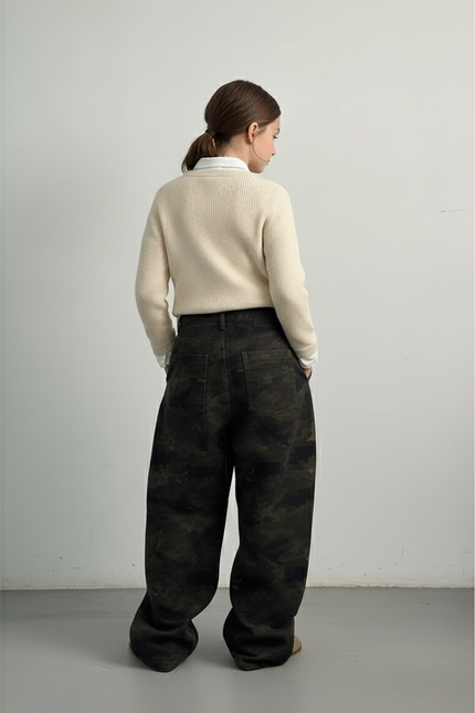 Pantalon Baggy Camouflage Ample Vintage Streetwear - Kaki Toile - vue 2