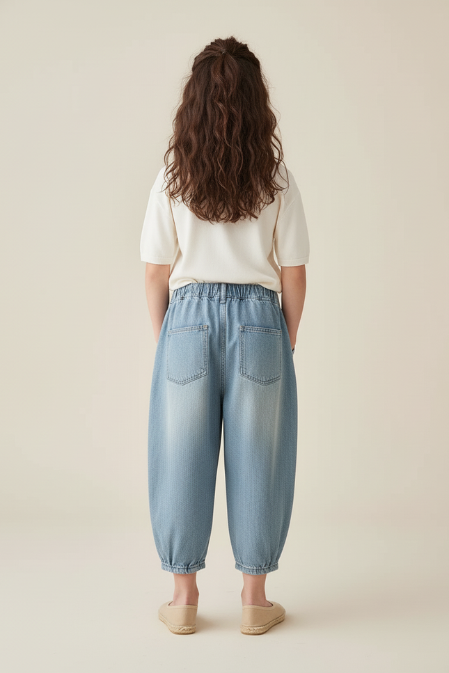 Pantalon Baggy Denim Bleu Clair Ample Fille - Jean - vue 2