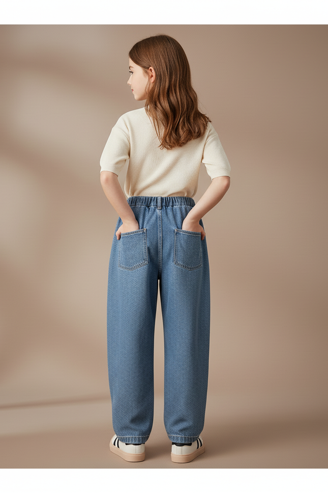 Pantalon Baggy Jean Bleu Ample Fille - vue 2