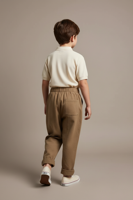 Pantalon Baggy Marron Ample Coton Casual Enfant - Molleton - vue 2