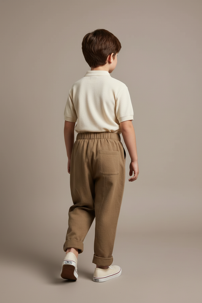 Pantalon Baggy Marron Ample Coton Casual Enfant - Molleton - vue 2