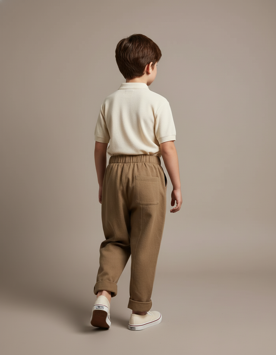 Pantalon Baggy Marron Ample Coton Casual Enfant - Molleton - vue 2